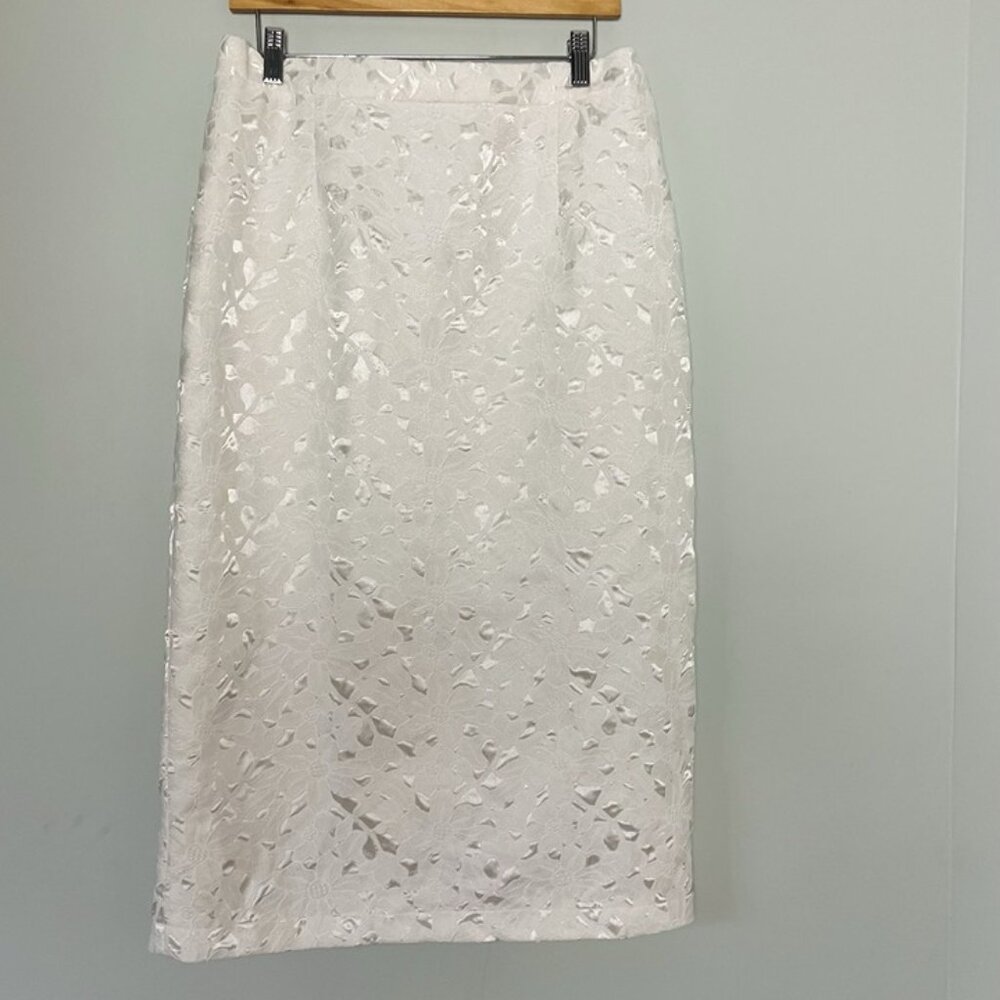 Vintage White Lace Pencil Skirt sz 14 Lined Resortwear‎ Vacation Party Cottage